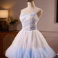 Unique Homecoming Dress Strapless Sequins Bead Tulle Back to School Outfits Party Dress  D7745