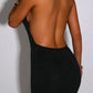 Charming Homecoming Dress Halter Backless Black Hugging Back to School Outfits Party Dress D7463