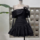 Beautiful Homecoming Dress Strapless Pleated Flower Back to School Outfits Party Dress D7286