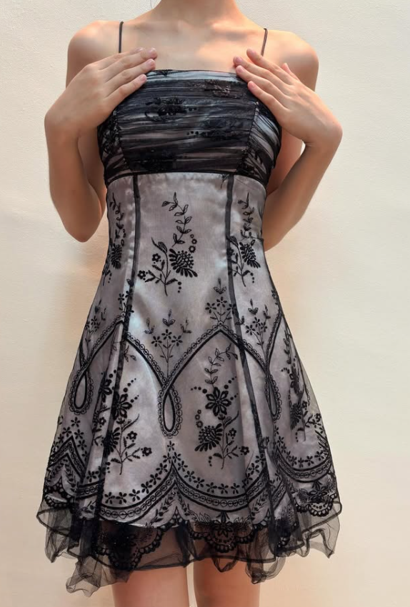 Chic Floral Spaghetti Strap A-line Chiffon Short Party Dresses Homecoming Dresses, D1327