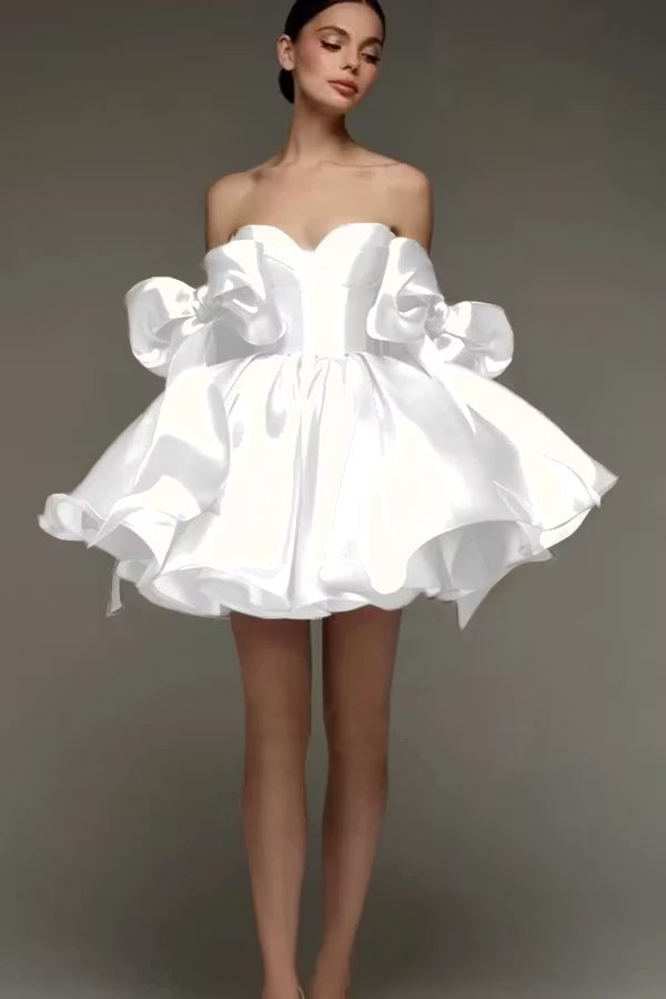 Beautiful Homecoming Dress Sweetheart Bowknot Pleated Back to School Outfits Party Dress D7170