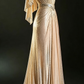Champagne Gold A-Line Beading Elegant Long Formal Prom Dress Evening Gown, D830