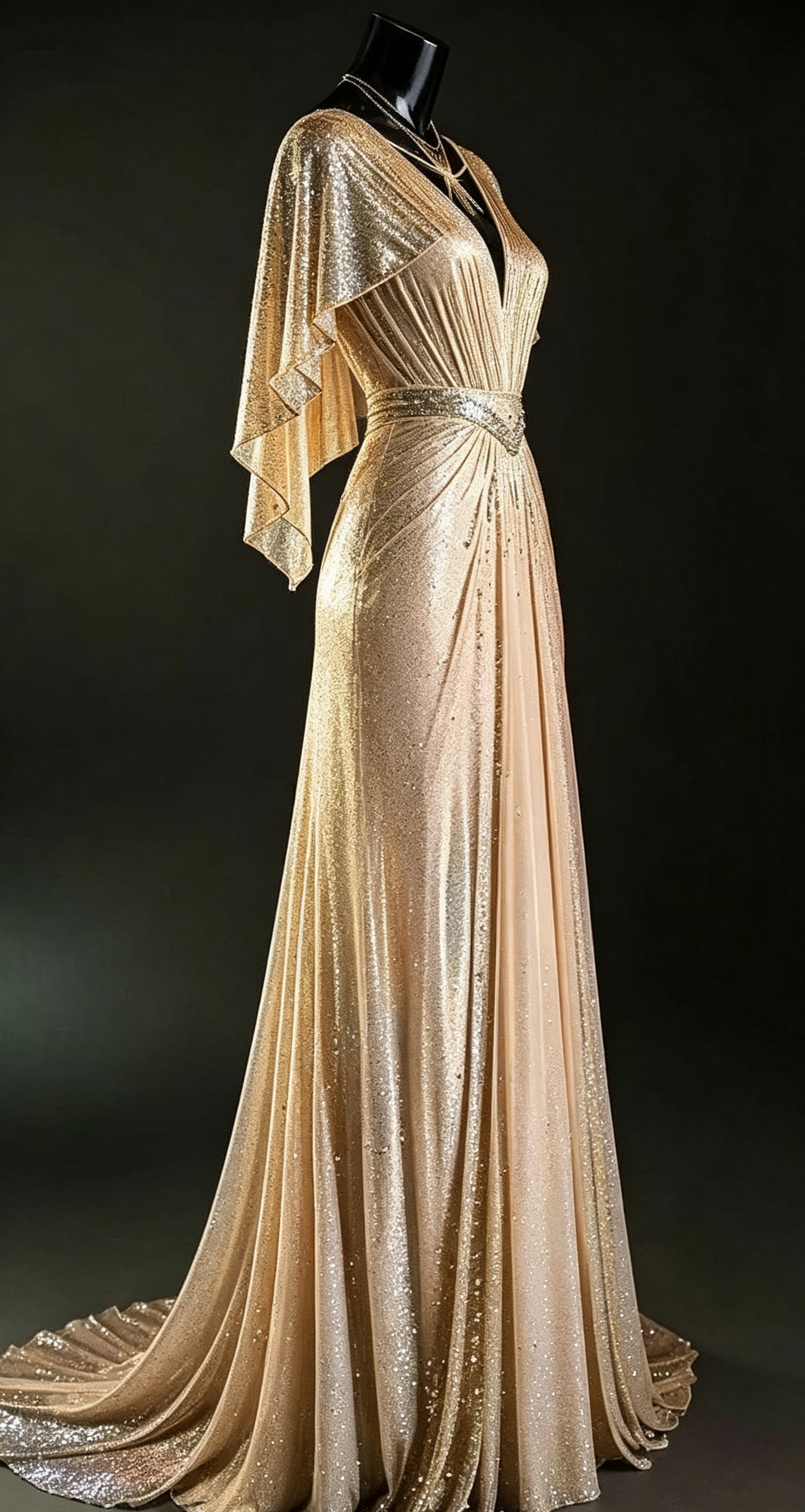 Champagne Gold A-Line Beading Elegant Long Formal Prom Dress Evening Gown, D830