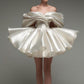 Beautiful Homecoming Dress Off the Shoulder Pleated Back to School Outfits Party Dress D7173