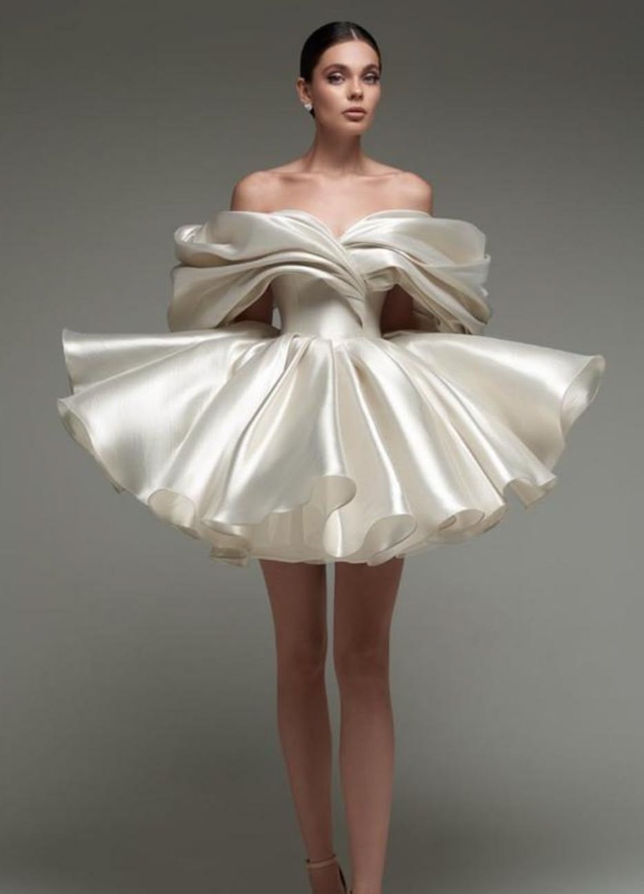 Beautiful Homecoming Dress Off the Shoulder Pleated Back to School Outfits Party Dress D7173