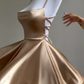 Lovely Gold Straps A-Line Satin Short Party Dress Homecoming Dress MD7467