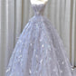 Stunning Strapless A-Line Tulle Long Prom Dress Evening Gown, MD7866