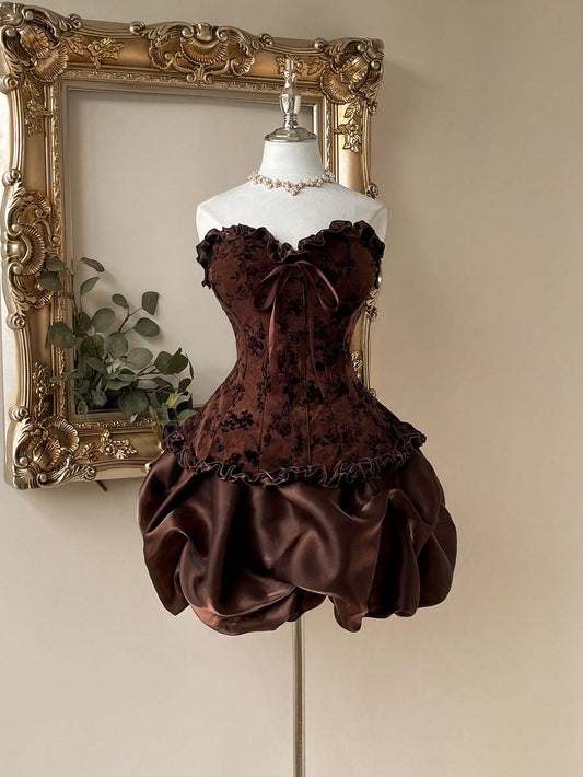 Charming Homecoming Dress Sweetheart Pleated Applique Flouncing Bowknot Back to School Outfits Party Dress  D7392