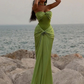 Elegant Green Sweetheart Satin Mermaid Long Formal Party Dress MD7433