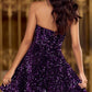 New Homecoming Dress Sweetheart Sequins Pleated Back to School Outfits Party Dress D6872