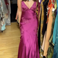 Fuchsia V Neck Sheath Vintage Long Evening Party Dress MD7471