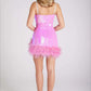 Beauty Homecoming Dress Strapless Sequins Feather Back to School Outfits Party Dress D7041