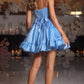Beauty Homecoming Dress Strapless Rinestone Bowknot Pleated Flouncing Back to School Outfits Party Dress D7104