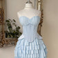 Unique Homecoming Dress Sweetheart Two Pieces Soutache Pleated Cascade Back to School Outfits Party Dress  D7746
