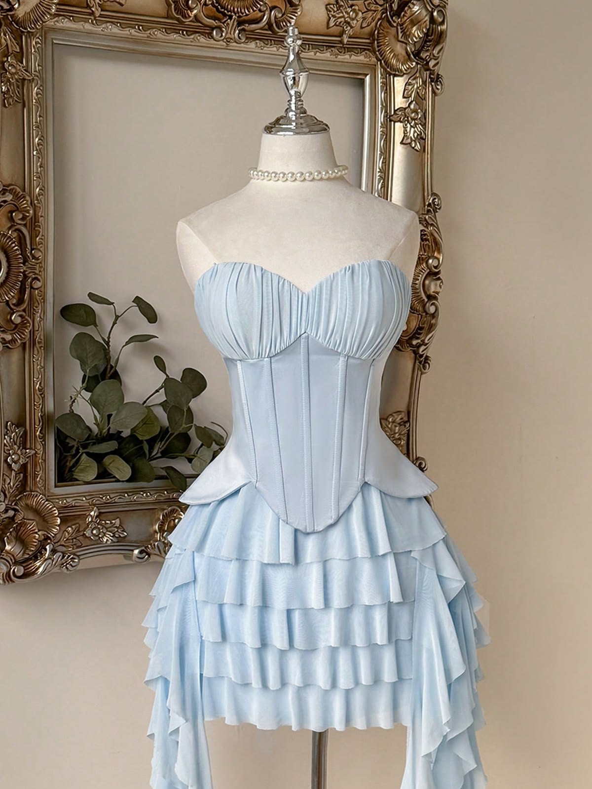 Unique Homecoming Dress Sweetheart Two Pieces Soutache Pleated Cascade Back to School Outfits Party Dress  D7746