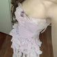 Beautiful Homecoming Dress Strapless Soutache Hi-Lo Applique Flower Back to School Outfits Party Dress D7281