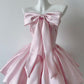 Coquette Pink Satin Strapless Homecoming Dress with Big Bow X001
