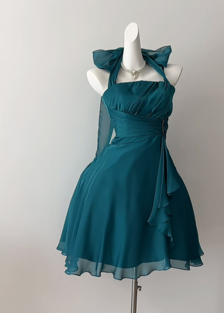 A Line Green Short Homecoming Dress Chiffon Party Dress D7968