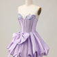 Beautiful Homecoming Dress Sweetheart Rinestone Bowknot Pleated Back to School Outfits Party Dress D7227