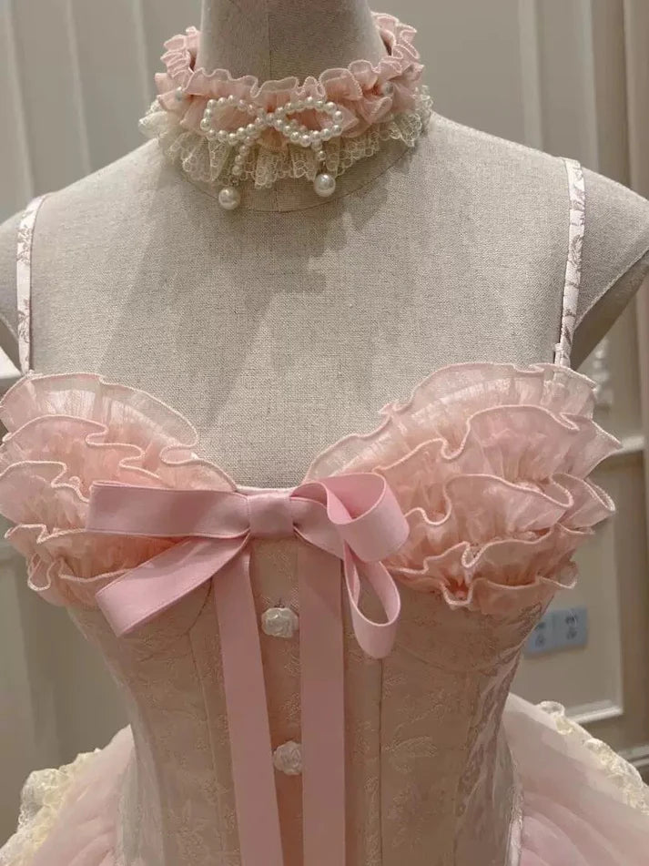 Chic Homecoming Dress Sweetheart Bowknot Pearl Tulle Cascade Back to School Outfits Party Dress Birthday Outfits D7415