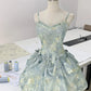 Stunning Homecoming Dress Spaghetti Strap Pleated Bowknot Applique A-Line Back to School Outfits Party Dress D7919