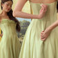 Light Green Spaghetti Straps A-Line Chiffon Long Prom Dress Birthday Dress, D742