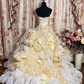 Ivory Strapless A-Line Appliques Ruffles Birthday Ball Gowns Formal Evening Gowns, D1119