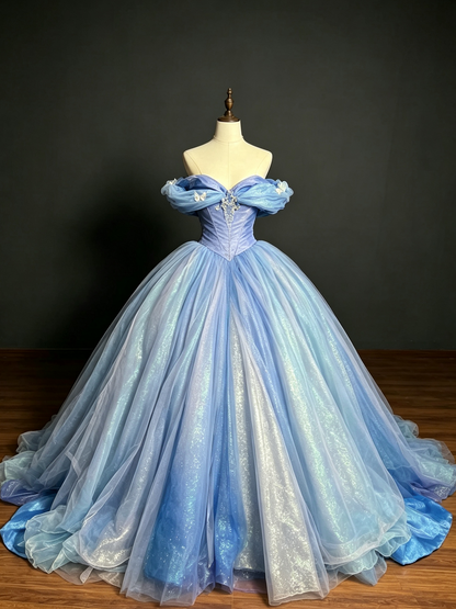 Pretty Prom Dress Off the Shoulder Tulle Butterfly Formal Dresses Evening Dress Gala Gown  D7569