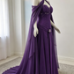 Purple Sweetheart A-Line Chiffon Long Party Dress Vintage Evening Dress, D784