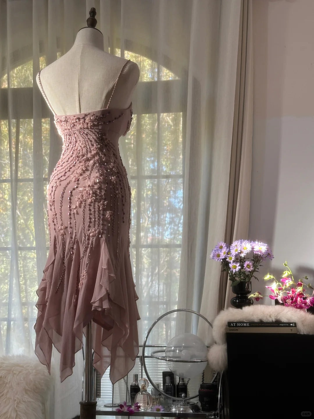 Pretty Homecoming Dress Spaghetti Strap Beading Tulle Dress Back to School Outfits Party Dress  D6428