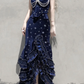 Dark Navy Straps Mermaid Layers Ruffles Sexy Evening Dress Birthday Outfits, D827