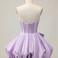 Beautiful Homecoming Dress Sweetheart Rinestone Bowknot Pleated Back to School Outfits Party Dress D7227
