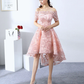 Vintage Pink Applique Off-the-shoulder Design A-line Tulle Party Dress Homecoming Dress D1547