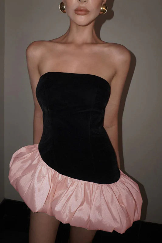 Beautiful Homecoming Dress Strapless Pleated Back to School Outfits Party Dress D7158