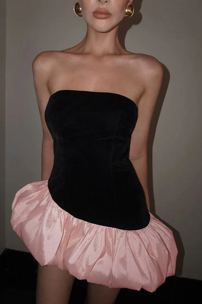 Beautiful Homecoming Dress Strapless Pleated Back to School Outfits Party Dress D7158