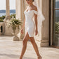 Charming Homecoming Dress Off the Shoulder Pleated Back to School Outfits Party Dress Wedding Dress D7323