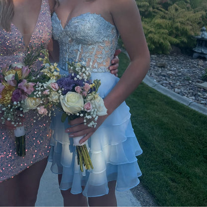 Stunning Homecoming Dress Sweetheart Beaded Cascade Back to School Outfits Party Dress D6821