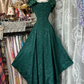 Vintage Dark Green Off-the-shoulder Irregular Hem Design A-Line Applique Prom Dress Evening Dress D1683