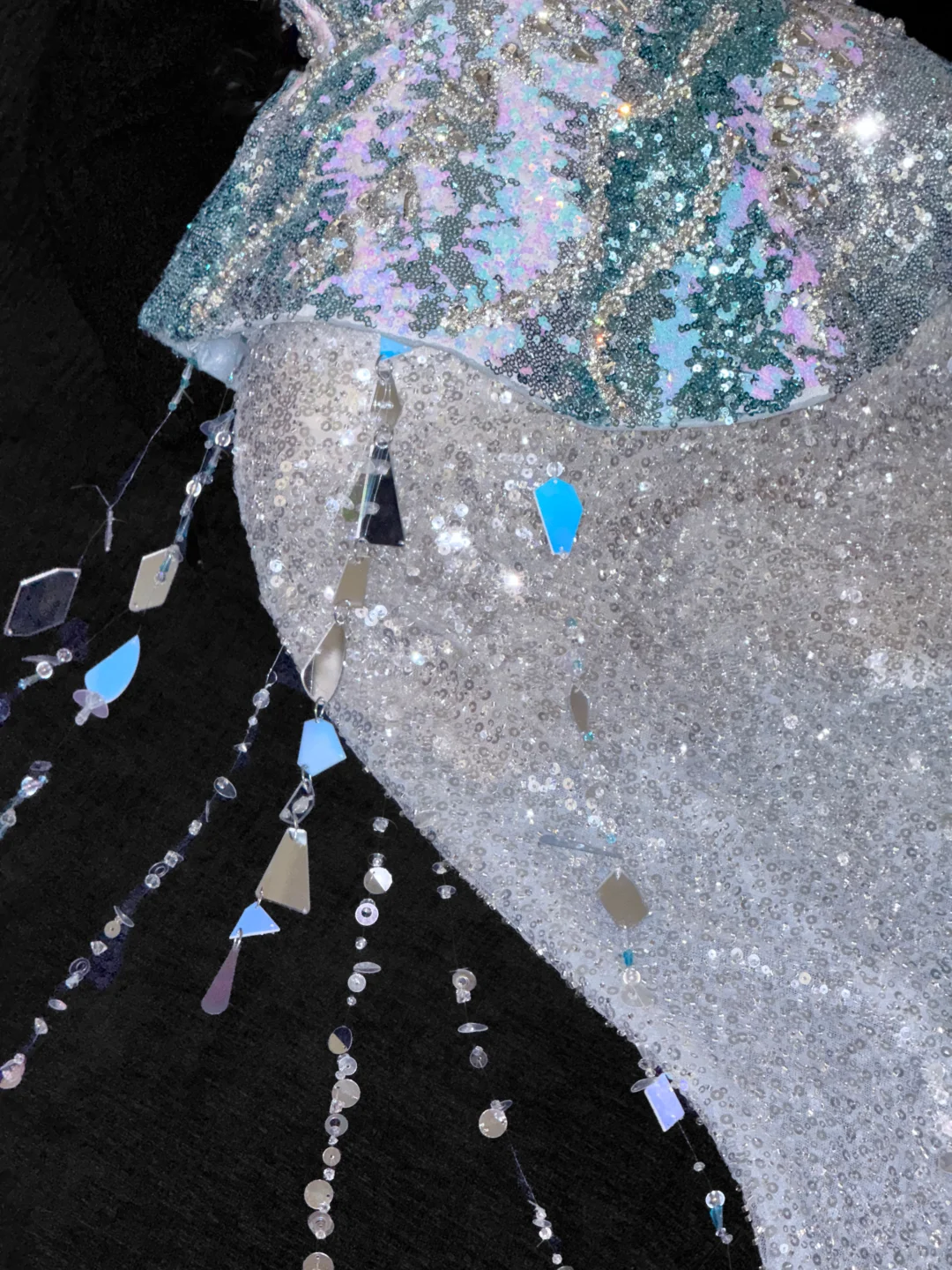 Gorgeous Sparkling Blue Sequin Beaded Mermaid Elegant Chiffon Evening Dress Prom Dresses D1629