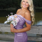 New Homecoming Dress Off the Shoulder Pleated Back to School Outfits Party Dress D6921