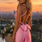 Stunning Homecoming Dress Halter Bowknot Hugging Back to School Outfits Party Dress D7905