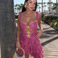 Beautiful Homecoming Dress Spaghetti Strap Stars Cascade Back to School Outfits Party Dress D7136