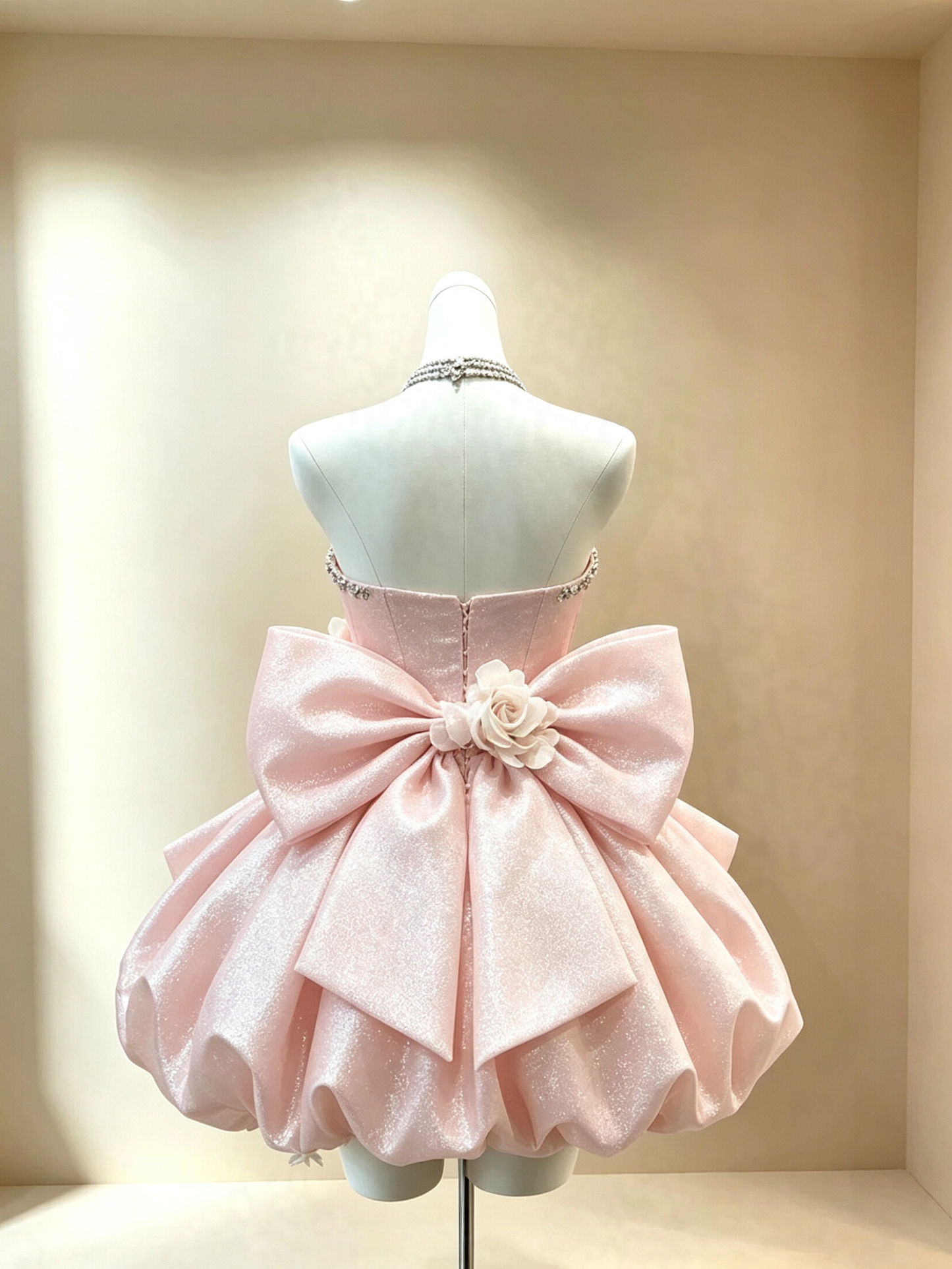 New Homecoming Dress Strapless Rinestone Sequins Flower Bowknot Back to School Outfits Party Dress Birthday Dress D7536