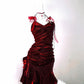 Retro Glitter Burgundy Spaghetti Strap 18th Birthday Party Dress Homecoming Dress D1527