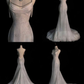 Stunning White Backless Mermaid Shiny Party Gown Wedding Dress, MD7991