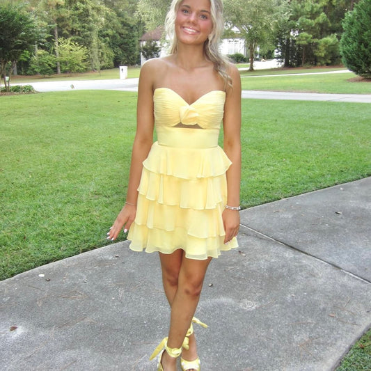 New Homecoming Dress Sweetheart Cascade Back to School Outfits Party Dress D6929