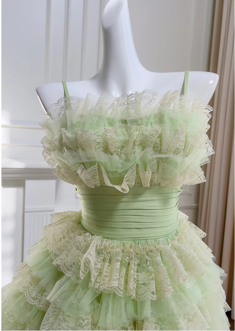Stunning Homecoming Dress Strapless Lace Bowknot Tulle Casacde A-Line Back to School Outfits Party Dress D7922
