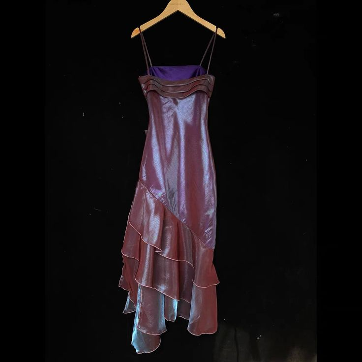 Vintage Spaghetti Straps Sheath Chiffon Ruffled Long Prom Dress MD7643