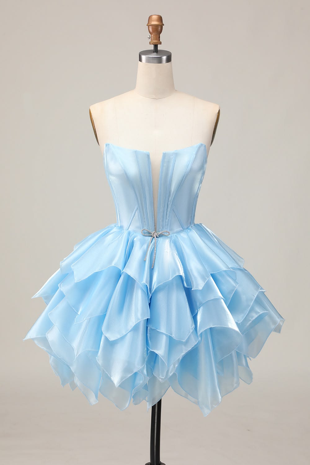 Unique Homecoming Dress Strapless Organza Cascade Bowknot Back to School Outfits Party Dress D7756