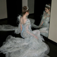 Elegant Glittering Silvery Beaded Sequined Design Mermaid Wedding Dress Prom Dress Evening Dress D1713